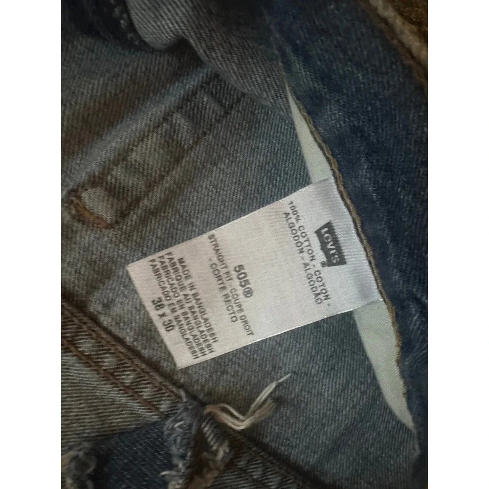 Levis 505 Straight Fit Mens Jeans Blue Denim 38x30 Medium Wash Regular Leg